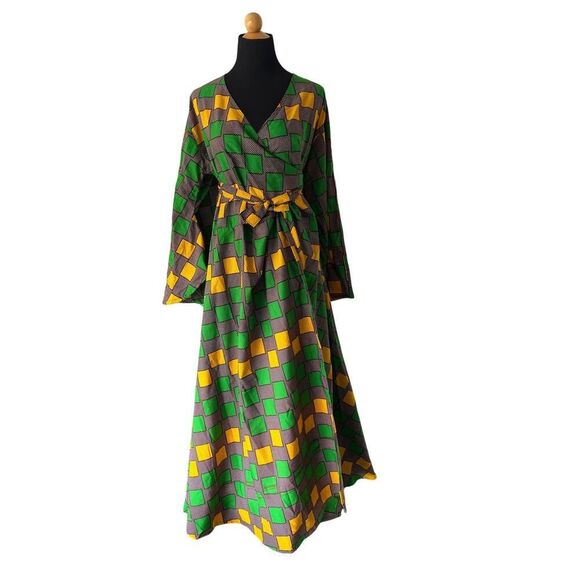 LADDI NWT INDIAN BATIK BLOCK PRINT DRESS AFRICAN STYLE ONE SIZE - Picture 8 of 12